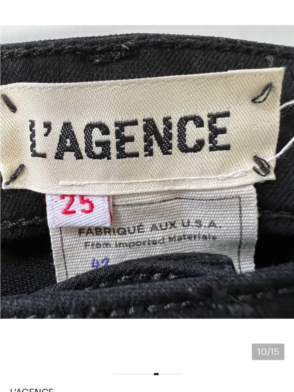 L’AGENCE Womens Marguerite High Rise Skinny Jeans Super Stretch Black Size 25 - Picture 7 of 8